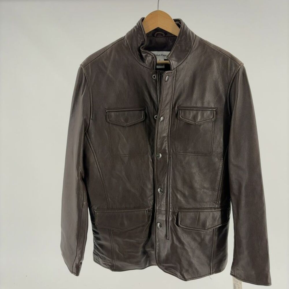 Calvin Klein Dark Brown Leather Field Jacket